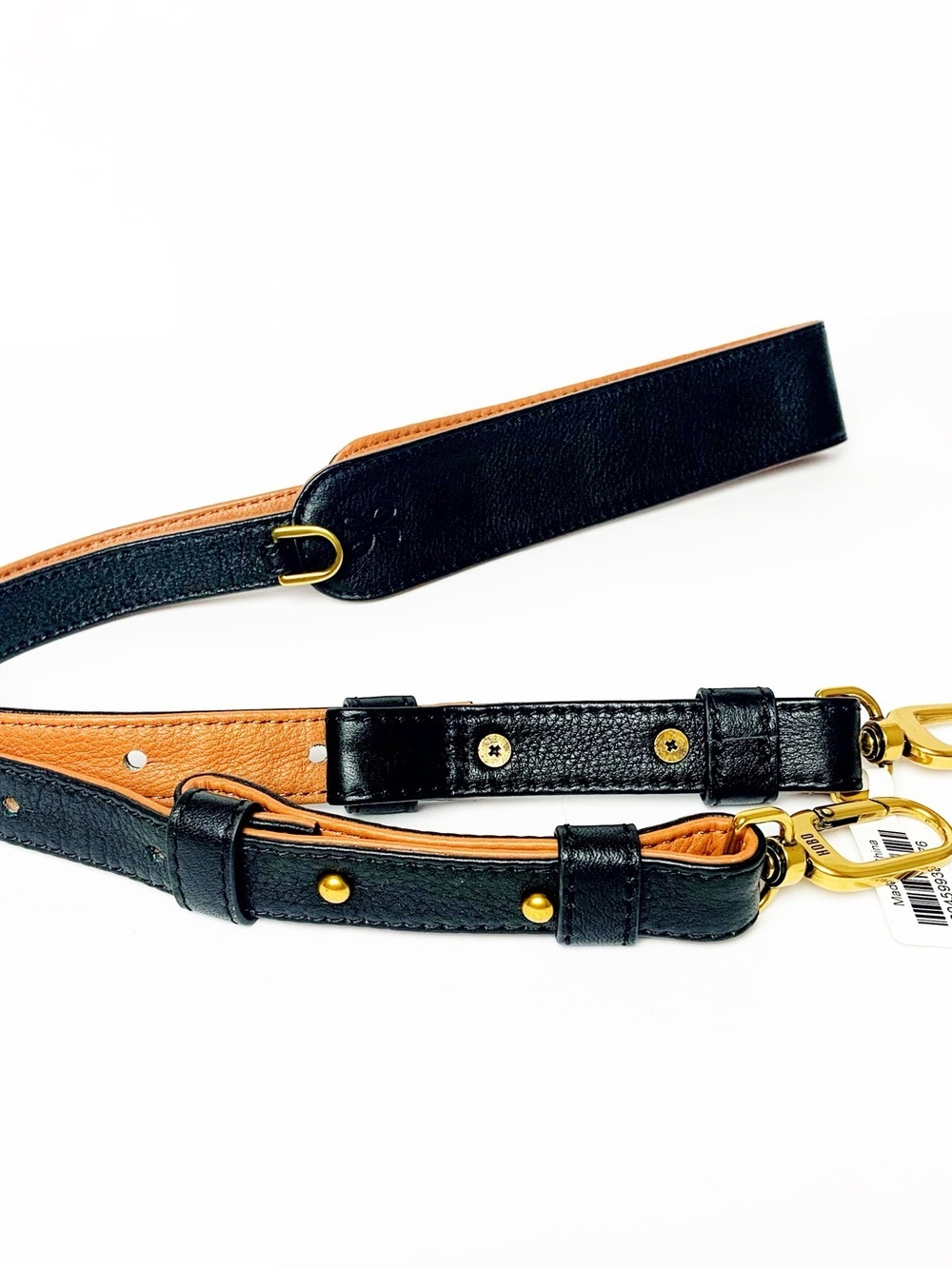 HOBO Black Leather Shoulder Strap with Tan Lining and Gold Hardware